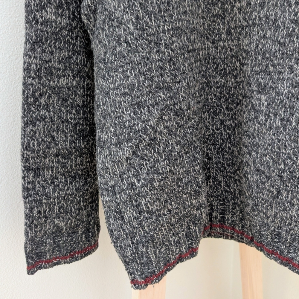 Vintage Eddie Bauer Textured Speckled Wool Blend Crewneck In Gray/Burgundy - Picture 5 of 8